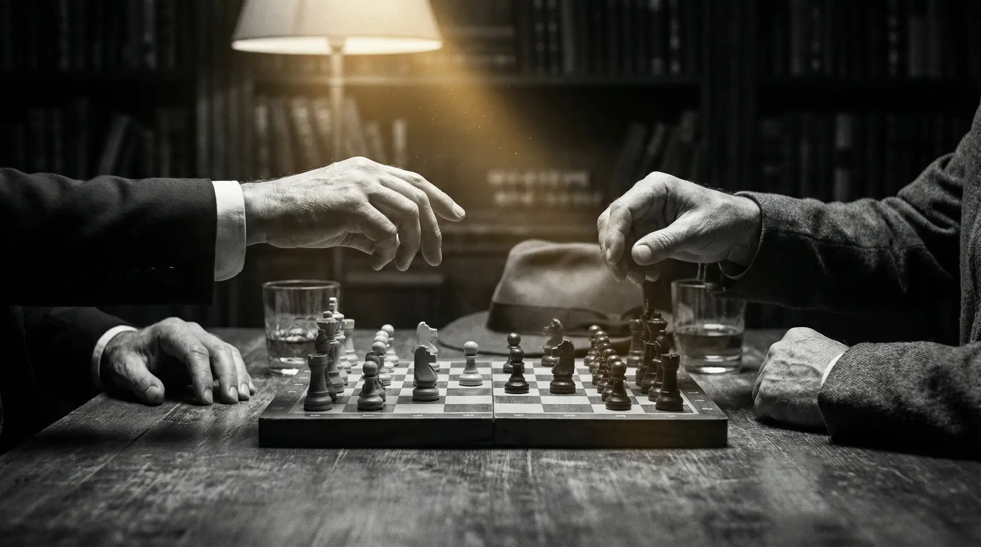 水岛津实吧 艺术探索系列 - 非线性叙事，棋盘上的对弈象征命运的交错